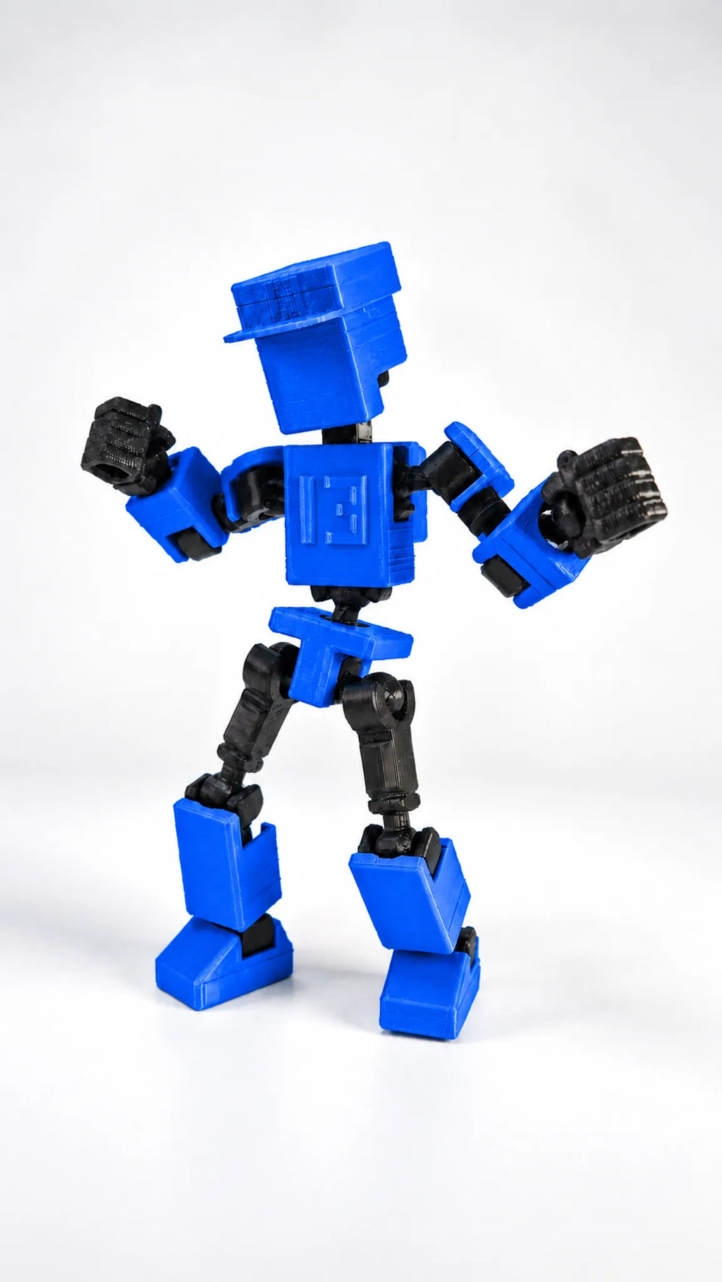 Mini T13 azul figura articulada en pose de acción